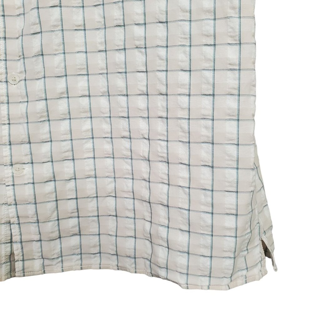 Timberland Mens Sz XXL Shirt Slim Fit Button Up Textured Camp 100% Cotton Plaid - Picture 6 of 7